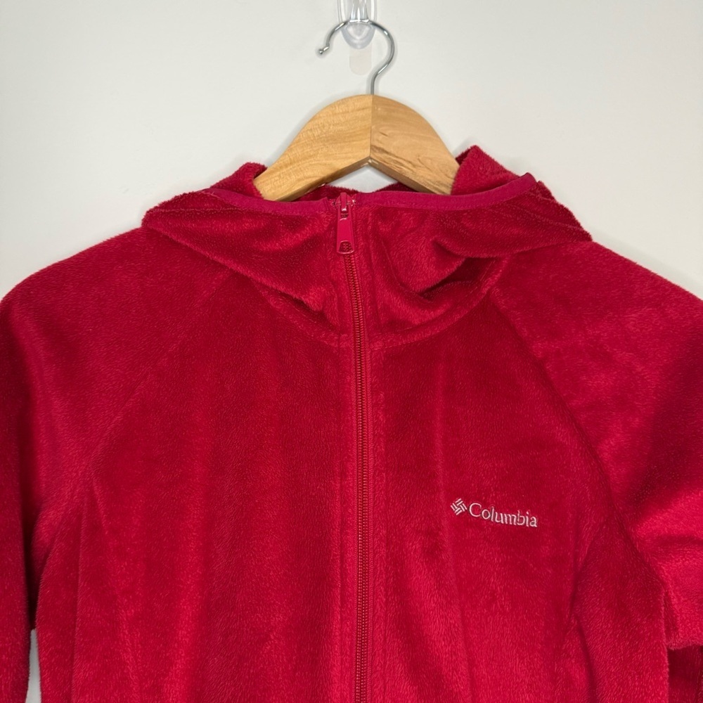 Columbia Women’s Hooded Full-Zip Red Fleece Jacket - Picture 4 of 14